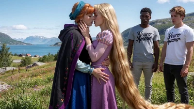 Anna And Rapunzel’S Princesses Foursome - Double Creampie (AI)